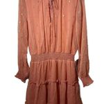 NSR Dress Peach Gold Metallic Swiss Dot Ruffle Chiffon Peasant Medium Bo… Orange Photo 1