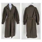 ASOS DESIGN Women's balloon sleeve khaki Green trench coat Size 0 XS Photo 3