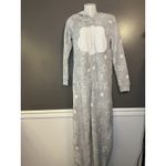 SO  Intimates One-piece Pajamas Womens Medium Gray Stars Hooded Zip Sherpa Fleece Photo 1