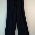 H&M Wide Leg Rayon Pants Women's Tassel Drawstring Casual Comfy Black Sz 8 Photo 0
