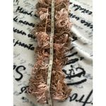 Crochet Sassy Ruffled Fluffy Scarf Shawl Wrap Brown Peachy Pink Silver Metallic Photo 3