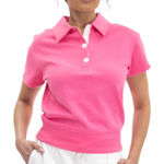 Nanette Lepore  Pink Short Sleeve French Terry Polo Shirt Top Women's Small Photo 0