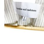 Cupcakes and Cashmere  Ivory Striped Linen Blazer Sz L Bell Sleeve Open Front Photo 3