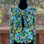 ZARA  Women's Green And Blue Floral Long Sleeve Bodysuit Size S Photo 0