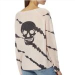 Skull Cashmere  100% Cashmere Tie Dye Pullover Sweater Ivory and Grey Women's M Photo 1