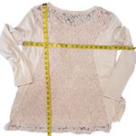 DKNY Jeans Size S Womens Top Lace Back Beige Long Sleeve Tan Photo 5