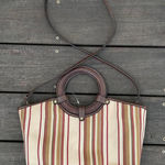 Croft & Barrow NWOT Y2K Leather/Fabric  Brown/Tan Striped Crossbody Purse Bag Photo 0