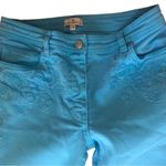 ETRO Embroidered Skinny Ankle Jean 26X28 Bright Sky Blue Italian Cotton Stretch Size 26 Photo 2