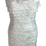 London Times  Cocktail Dress Shimmer Ruffle Size 8 Rosette Neck Mother Bride Photo 2