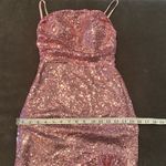 Women’s Pink Sequined Short Homecoming Party Dress Ruffle Hem CorsetBack Size 0 Photo 7