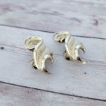 Vintage Clip On Earrings Large Gold Tone Photo 3