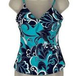 Vintage Jamaica Bay 1990s Ruffled Front Paisley Print Tankini Swim Top 8 Photo 0