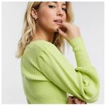 Moon River NWT  Ribbed Square Neck Sweater L Green Photo 3