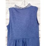 Deletta  Women's Cotton Sleeveless Ruffle Front V Neck Tank Top Blue Gray Small Photo 7