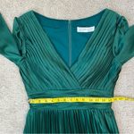 Mac Duggal  26542 Pleated Satin Long Sleeve V-Neck Gown Emerald Green 4 Photo 10