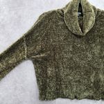 Charlotte Russe Charlotte Ruse Green Turtleneck Crop Chenille Flare Sleeve Y2K VTG Sweater Small Photo 6