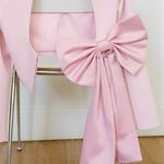 ZARA blazer cropped light pink satin bow top suit jacket Photo 12