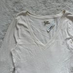 Madewell Top Brightside Finerib V-Neck Long-Sleeve Tee Antique Cream L NWT New Photo 5