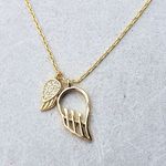 Angel wings dainty necklace 14k gold plated over 925 Silver Photo 0