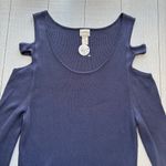 Chico's  Steel Blue Cold Sholder Tunic Knit Top Size 3 / XL Photo 2