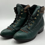 Laredo Performair Boots Women's 8 Green Leather Fringe USA Made VTG 90s w/box Photo 0