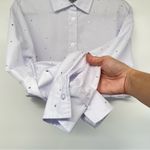 Rhinestone Long Sleeve Cropped Button Front Shirt Women Small Spoon Jeans Silver Photo 4