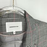 Emerson Fry Lee Blazer Jacket Houndstooth Plaid Linen Size 14 Black White Photo 9