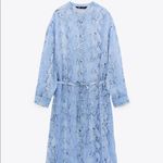 ZARA  ANIMAL PRINT BUTTON DOWN SHIRT DRESS LONG SLEEVE BLUE SIZE S NEW Photo 6