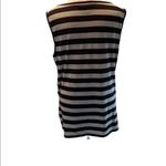 Verve Ami Sleeveless Black & Gray Striped Long Tank Top with Overlapping Front Photo 3