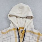 American Eagle  Womens Flannel Shirt Size S Yellow White Plaid Button Down Hoodie Photo 8