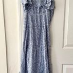 Veronica Beard Monica Blue White Floral Print Silk Midi High Ruched Slit Dress 2 Photo 10