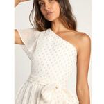 Lulus  Shining Sight White Metallic Gold Dotted One-Shoulder Midi Dress Size XS Photo 2