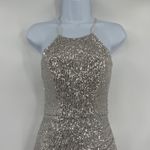 Crystal Doll Bodycon Sequin Dress Sz 0 Silver Holiday New Years Slit Y2K Club Photo 1