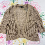 Cable & Gauge Cable Gauge Beige Crochet Open Front 3/4 Sleeve Cardigan Sweater Women One Size Photo 0