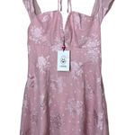 Cider  Pink Floral Jacquard Halter Neck Mini Dress Square Neck Cap Sleeve Photo 0