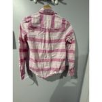 Vineyard Vines  Women's 12 Button Up Shirt Blue White Stripe Pink Whale Logo L Photo 4