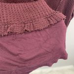 Free People We The  Size S Laguna Shirt Thermal Waffle Knit Maroon Oversized Top Photo 4
