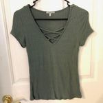 Charlotte Russe Lace Up T Shirt Green Size S Photo 0