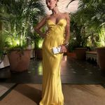 ZARA  golden Yellow Maxi satin corset bodycon formal Dress evening party wedding Photo 5