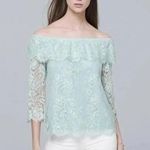 White House | Black Market | Mint Lace Off The Shoulders 3/4 Sleeves Blouse Sz XS Photo 0