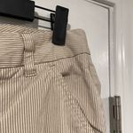 Old Navy Size 8 Khaki Cream Stripe Stretch Mid Rise Straight Leg Cropped Pants Photo 2