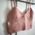 Aerie Women's M Textured Rib Knit Crop Top Blush Pink Corset Style TikTok Viral Photo 1