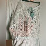 Hollister  Light Green Sheer Lace Yoke 3/4 Sleeve Shirt Photo 3