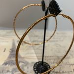 Goldtone Shimmer Hoop Earrings Gold Photo 5