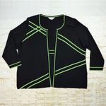 Exclusively Misook Cardigan Womens Plus 3X Black Lime Green Trim Open Front VTG Photo 3