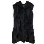 ANGL Black 100% Fur Sleeveless Hooded Coat Size S Photo 5