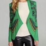 BCBGMAXAZRIA NWOT BCBG Maxazria Green Draped Open Front Jacket Blazer SMALL Career Womens Photo 11