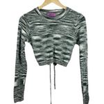 Edikted NWOT Medina Knit Open Back Cropped Sweater in Grey/White Size L Photo 9