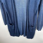 J. Jill Great Seaside Blue Open Long Linen Blend Pocket Cardigan Womens Size XS Photo 3