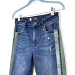 Kut From The Kloth Size 2 Connie Hi Rise Ankle Skinny Jeans Raw Hem Green Stripe Photo 2